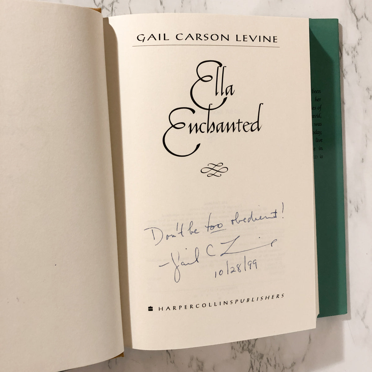 Ella Enchanted by Gail Carson Levine SIGNED! [FIRST EDITION / FIRST  PRINTING]