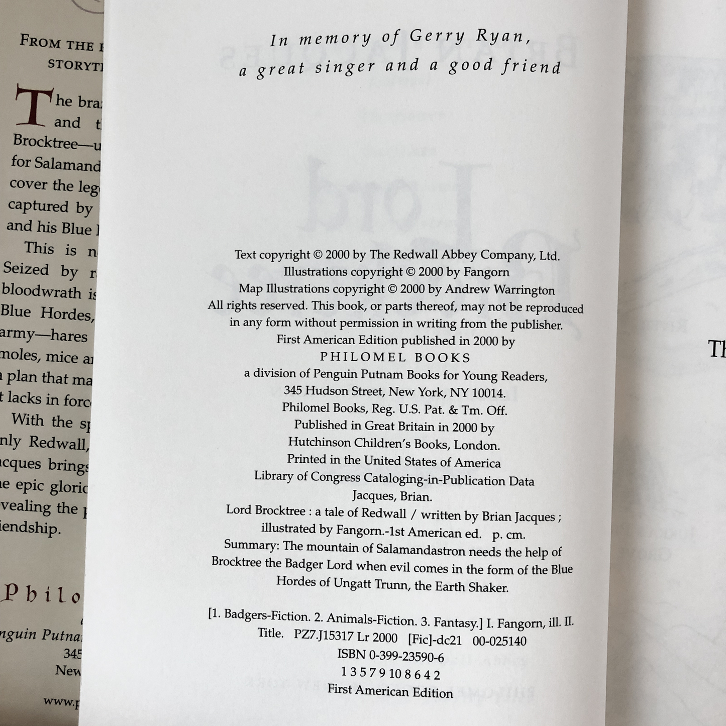 Lord Brocktree by Brian Jacques (FIRST PRINTING) - Bookshop Apocalypse