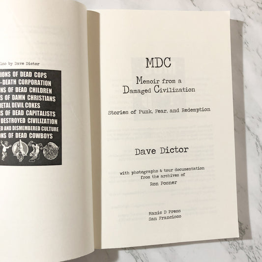 MDC: Memoir from a Damaged Civilization by Dave Dictor - Bookshop Apocalypse