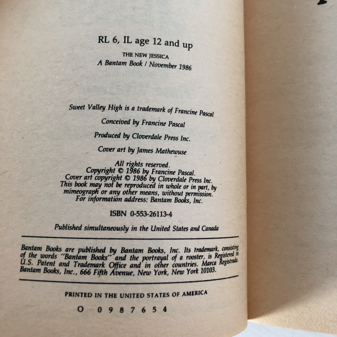 Sweet Valley High: The New Jessica by Kate William - Bookshop Apocalypse