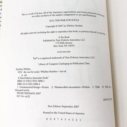 2012 by Whitley Strieber SIGNED! [FIRST EDITION • FIRST PRINTING] 2007