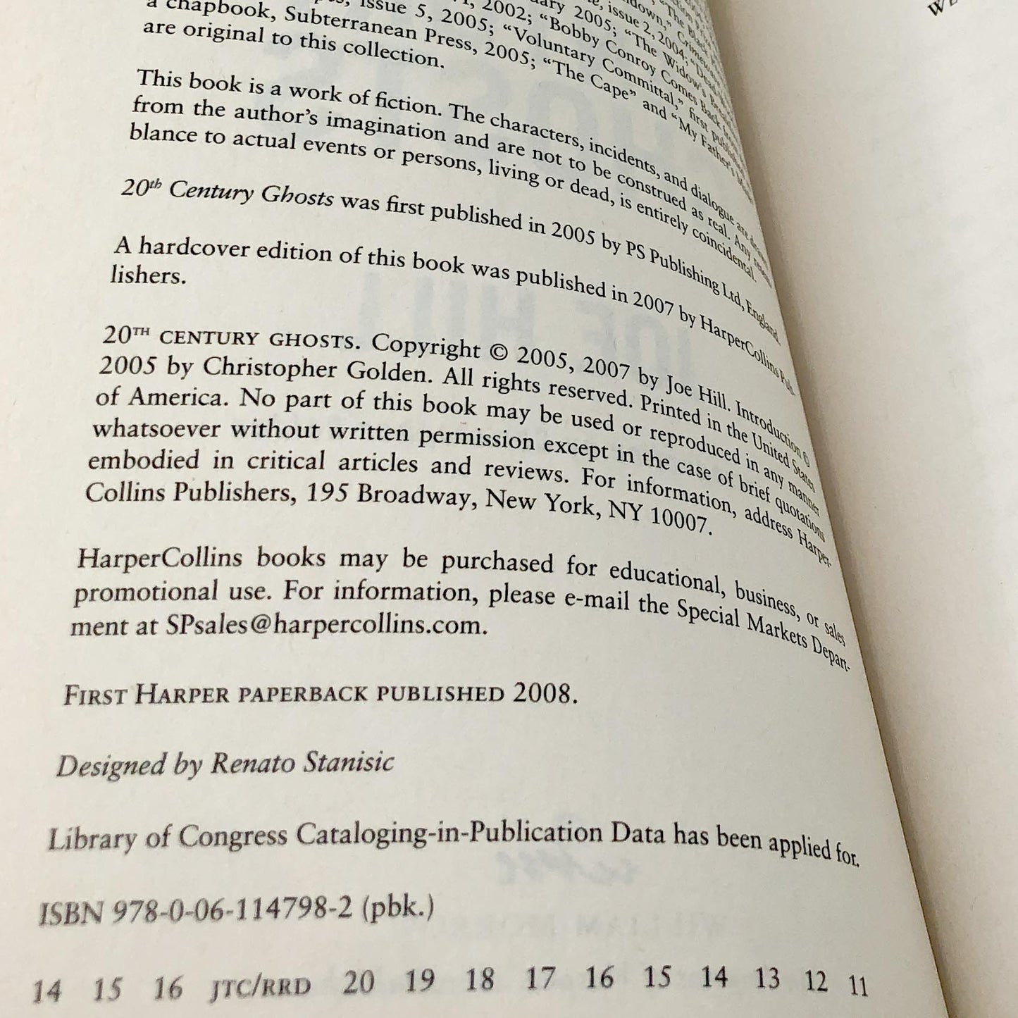 20th Century Ghosts by Joe Hill [TRADE PAPERBACK] 2008 • Harper