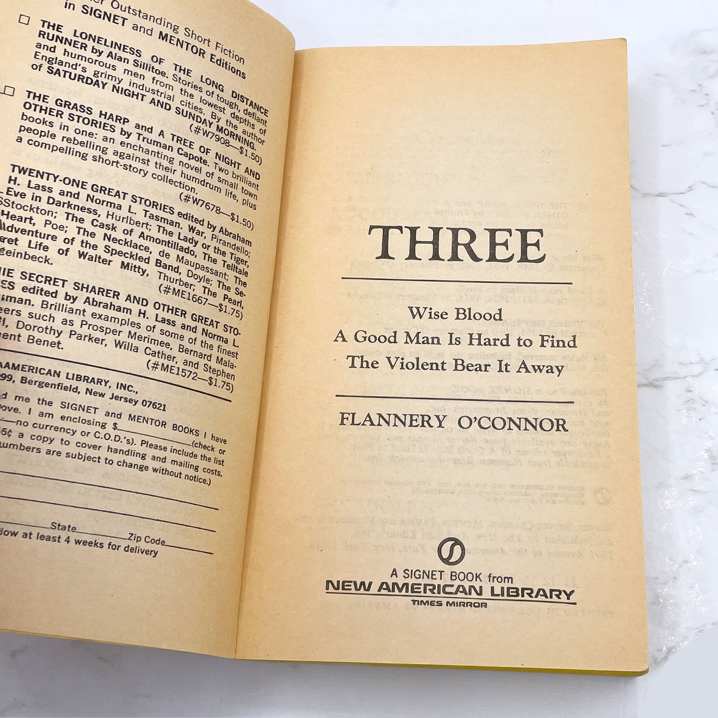 3 by Flannery O'Connor: Wise Blood, A Good Man is Hard to Find & The Violent Bear it Away [1964 PAPERBACK] • Signet