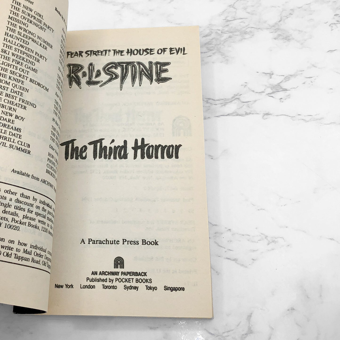 99 Fear Street: The Third Horror by R.L. Stine [FIRST EDITION PAPERBACK] 1994