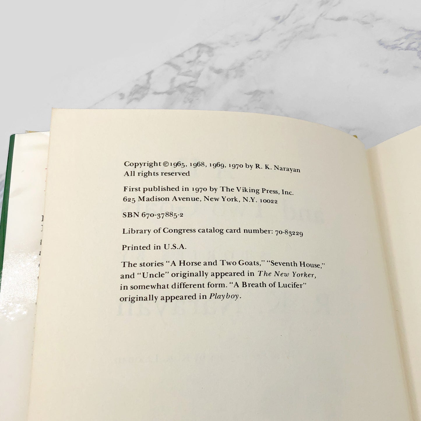 A Horse and Two Goats: Stories by R.K. Narayan [FIRST EDITION • FIRST PRINTING] 1970 • The Viking Press