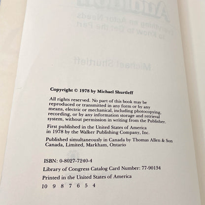 Audition: Everything an Actor Needs to Know to Get the Part by Michael Shurtleff w. Bob Fosse [FIRST EDITION PAPERBACK] 1978