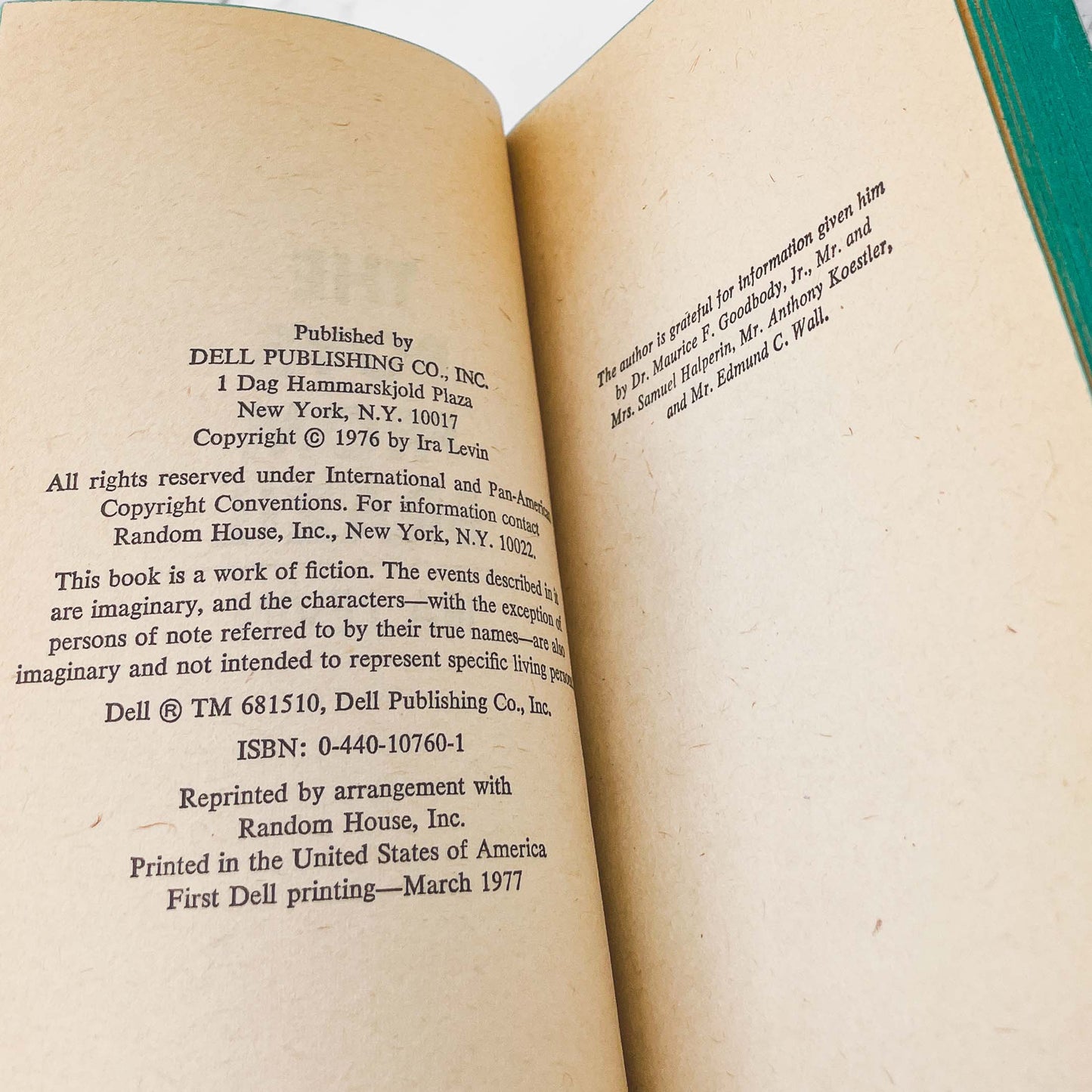 The Boys From Brazil by Ira Levin [FIRST PAPERBACK PRINTING] 1977 • Dell