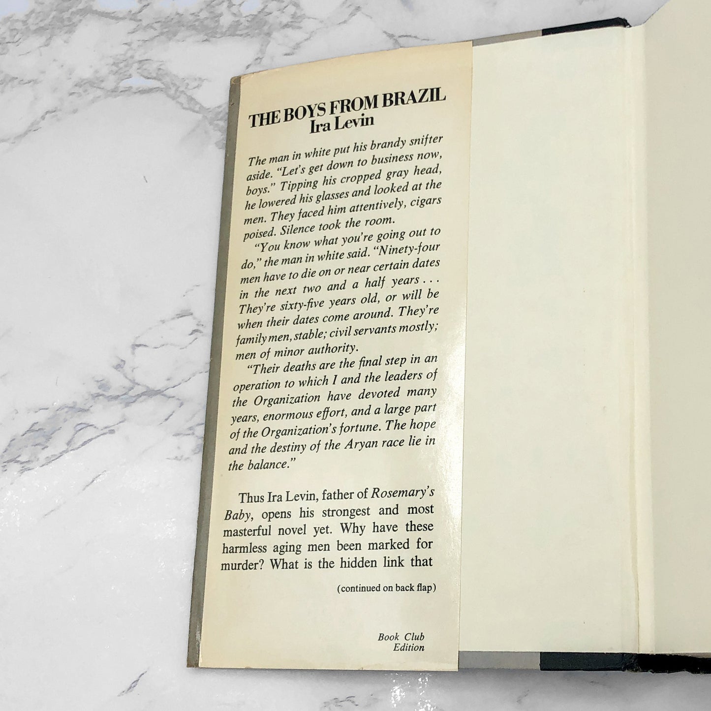 The Boys From Brazil by Ira Levin [FIRST BOOK CLUB EDITION] 1976 • Random House