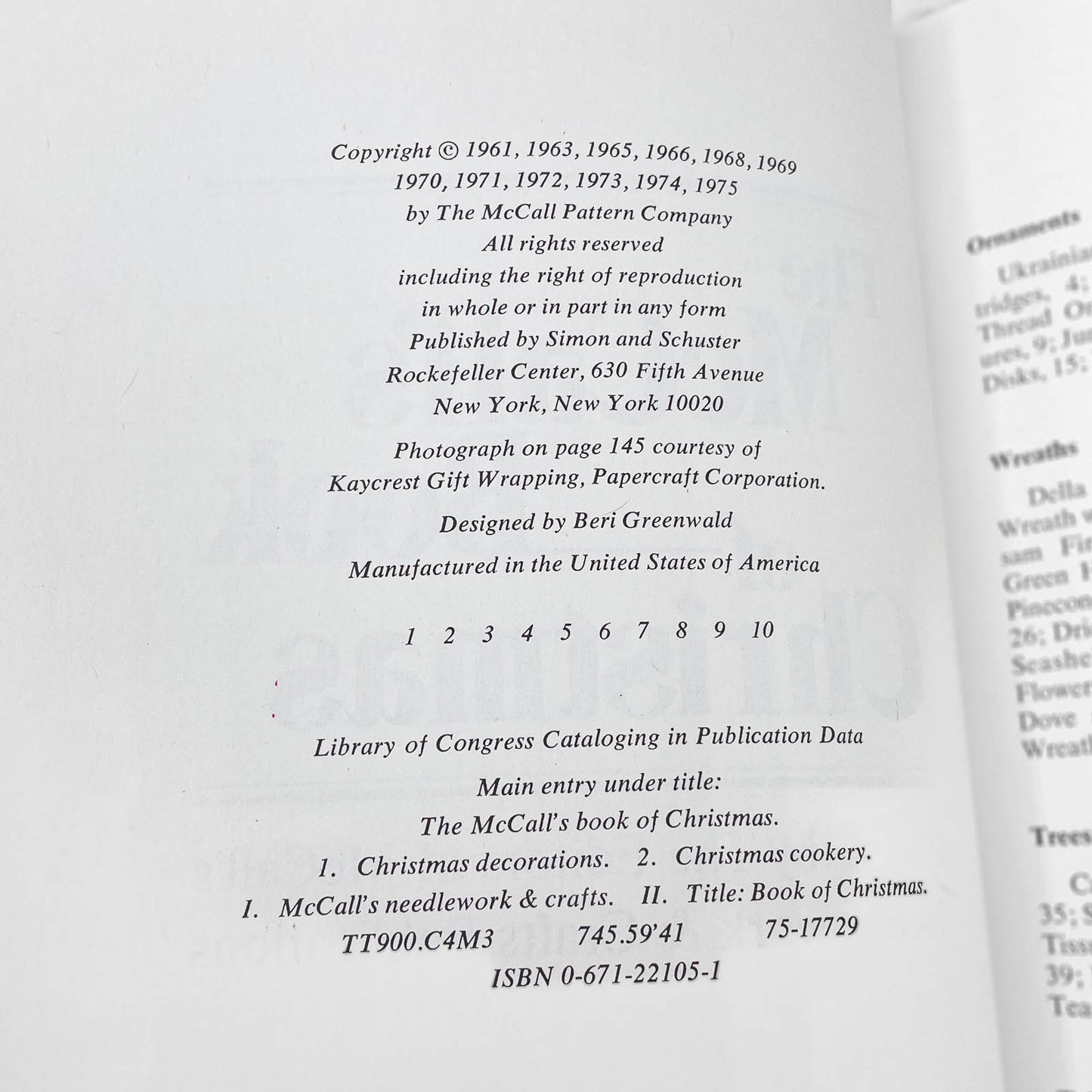 The McCall's Book of Christmas [FIRST EDITION] 1975 • Simon & Schuster