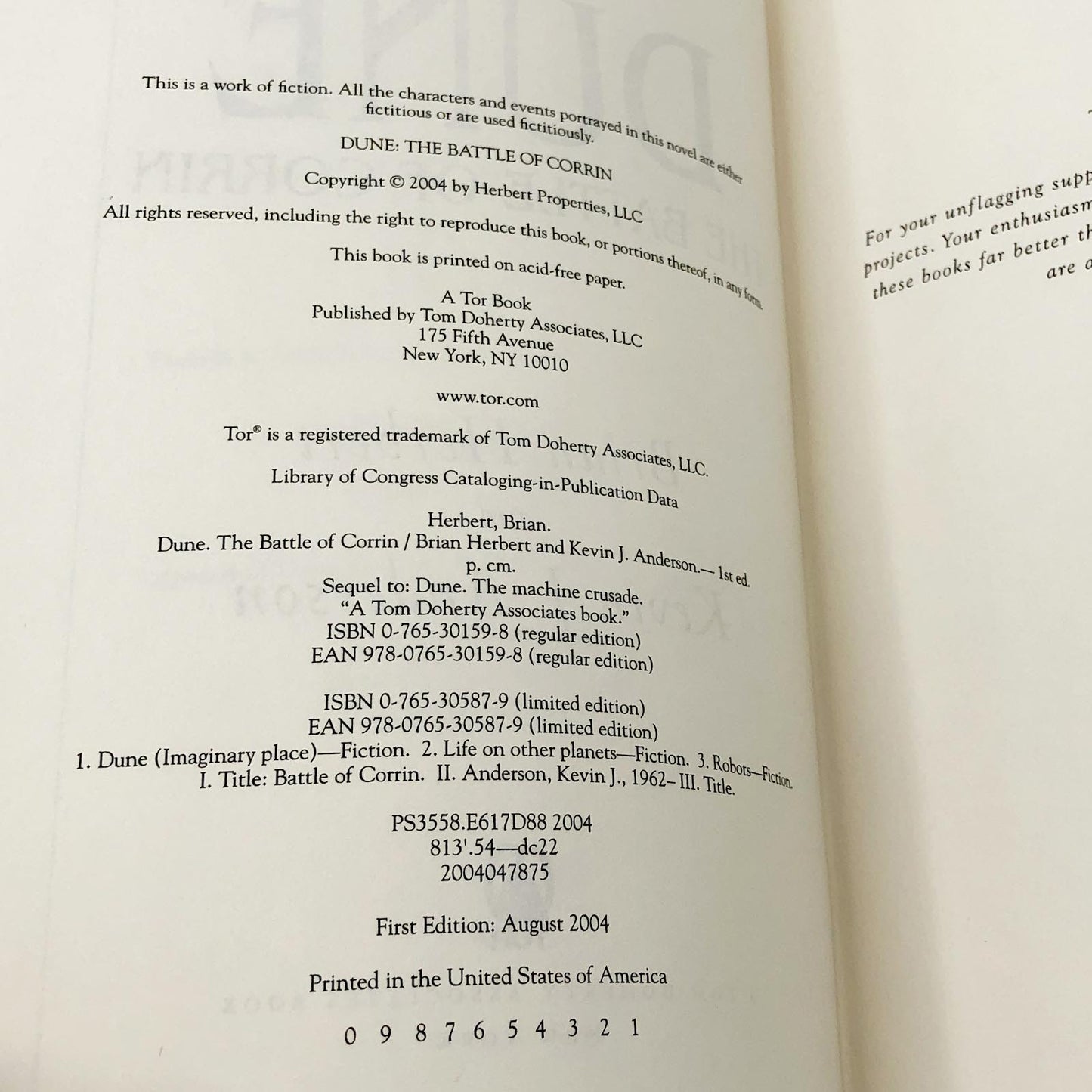 DUNE: The Battle of Corrin by Brian Herbert & Kevin J. Anderson [FIRST EDITION • FIRST PRINTING] 2004