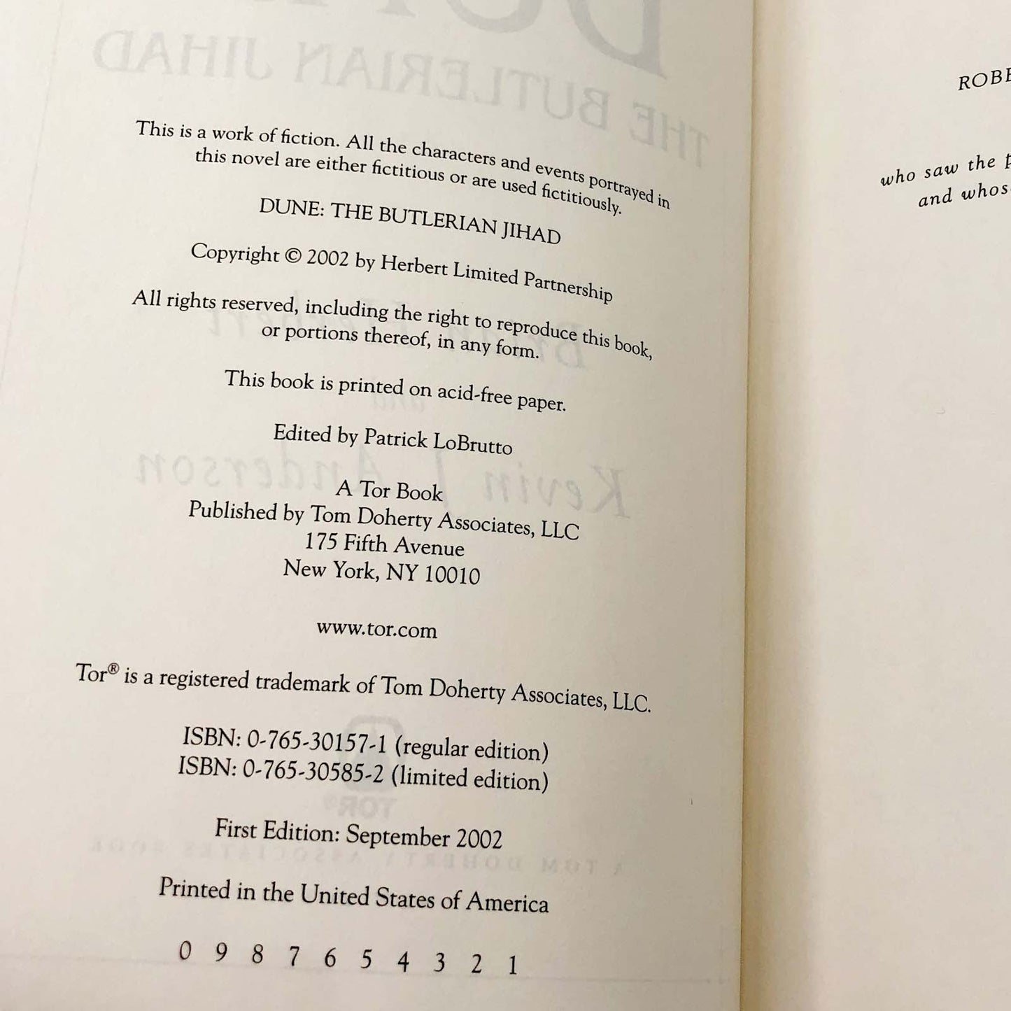 DUNE: The Butlerian Jihad by Brian Herbert & Kevin J. Anderson [FIRST EDITION • FIRST PRINTING] 2002