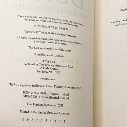 DUNE: The Butlerian Jihad by Brian Herbert & Kevin J. Anderson [FIRST EDITION • FIRST PRINTING] 2002