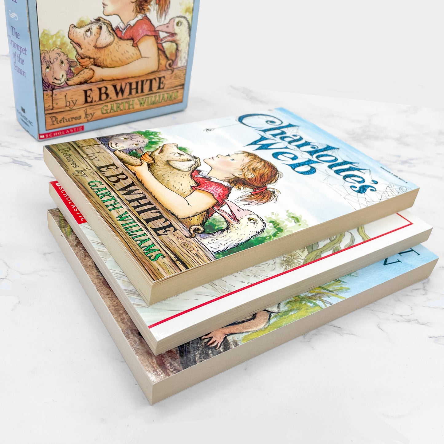 The E.B. White Treasury [TRADE PAPERBACK BOX SET] 1987 • Scholastic (Charlotte's Web, Stuart Little, The Trumpet of the Swan)
