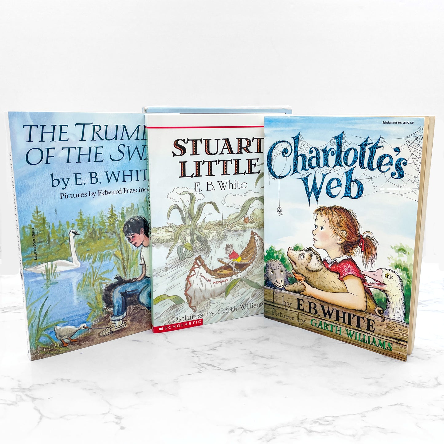 The E.B. White Treasury [TRADE PAPERBACK BOX SET] 1987 • Scholastic (Charlotte's Web, Stuart Little, The Trumpet of the Swan)