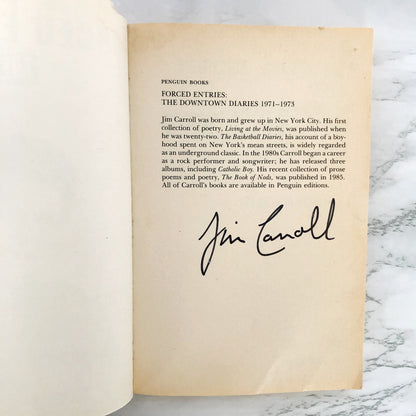 SIGNED! Forced Entries: The Downtown Diaries 1971-1973 by Jim Carroll [FIRST EDITION / 1987]