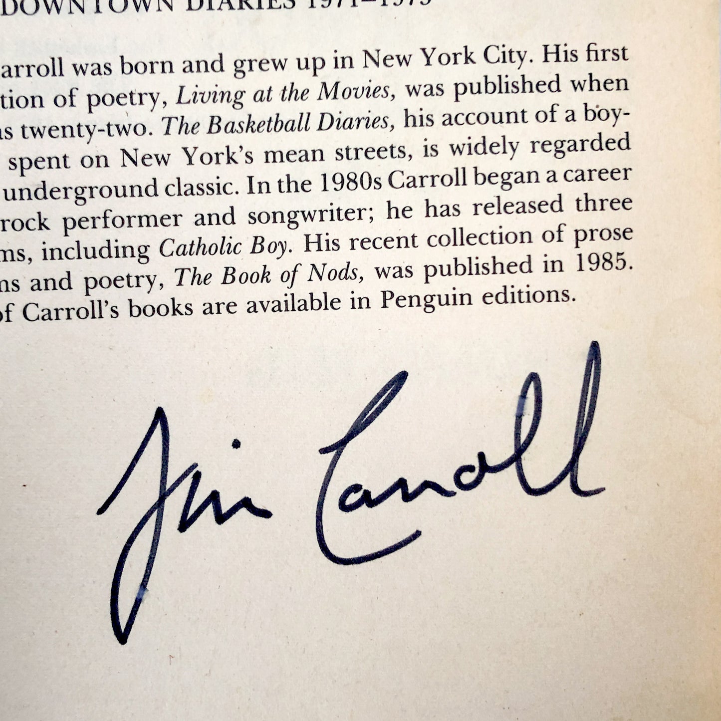 SIGNED! Forced Entries: The Downtown Diaries 1971-1973 by Jim Carroll [FIRST EDITION / 1987]