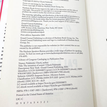 The Invention of Sound by Chuck Palahniuk SIGNED! [FIRST EDITION • FIRST PRINTING] 2020