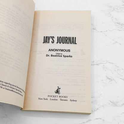 Jay's Journal by Anonymous "edited by" Beatrice Sparks [1989 PAPERBACK] • Pocket