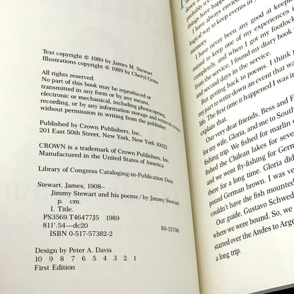 Jimmy Stewart and His Poems by James "Jimmy" Stewart SIGNED! [FIRST EDITION • FIRST PRINTING] 1989 • Crown