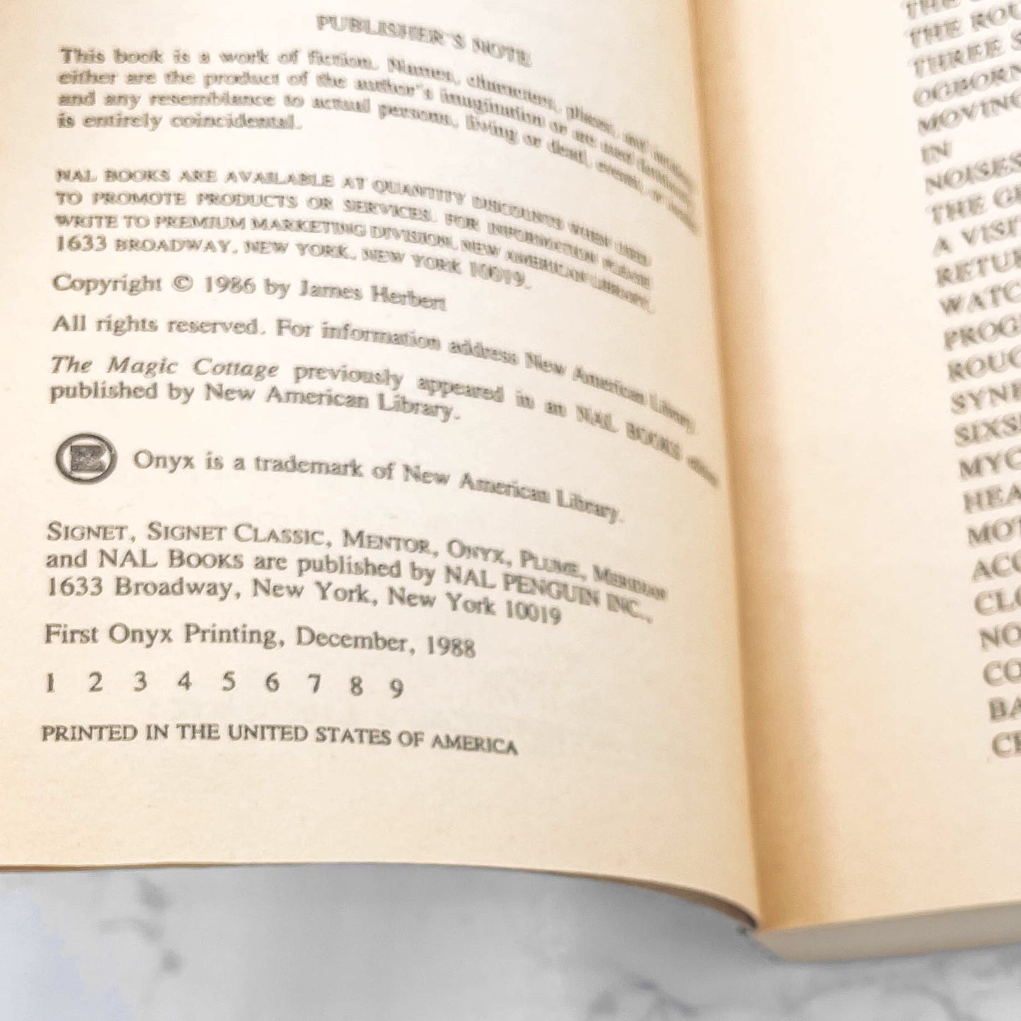 The Magic Cottage by James Herbert [FIRST U.S. PAPERBACK PRINTING] 1988 • Onyx