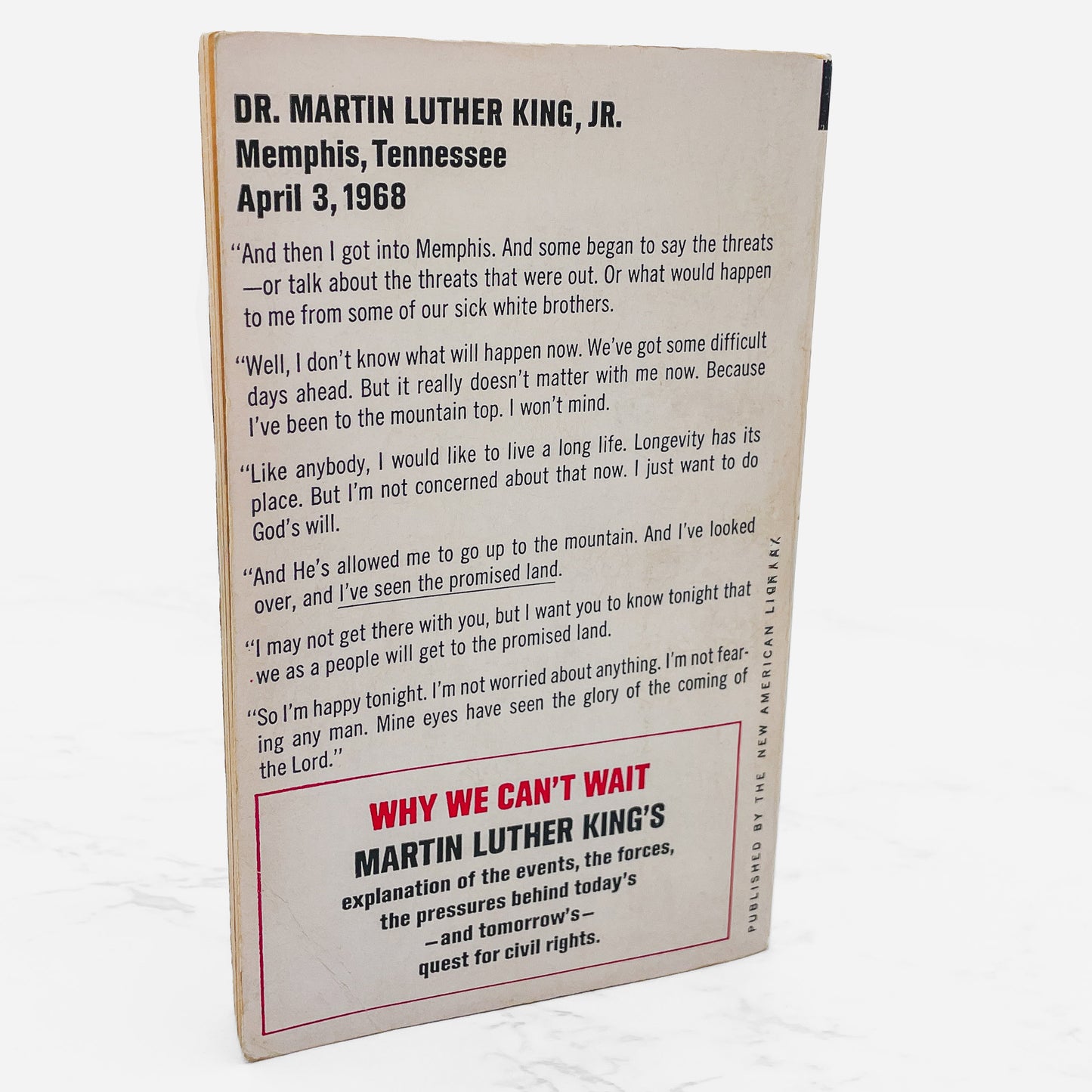 Why We Can't Wait by Martin Luther King Jr. [FIRST PAPERBACK EDITION] 1964 • Signet