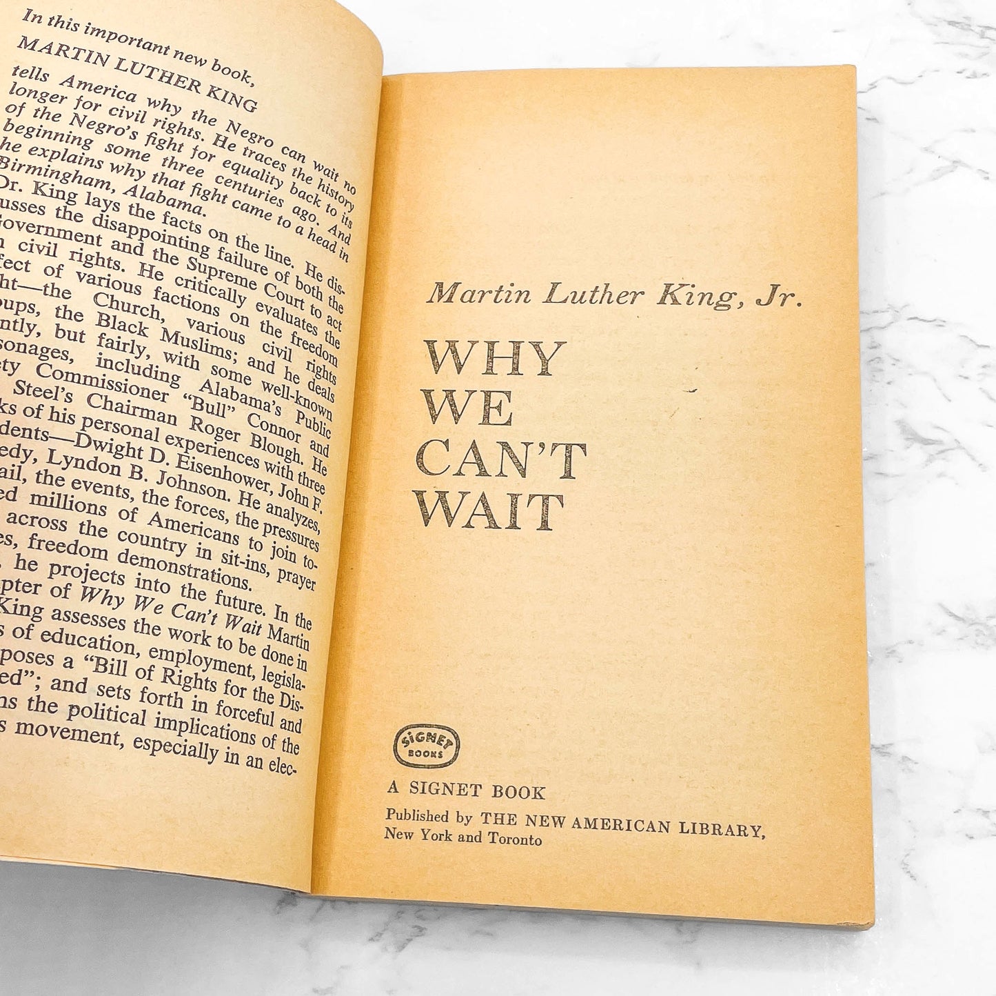 Why We Can't Wait by Martin Luther King Jr. [FIRST PAPERBACK EDITION] 1964 • Signet
