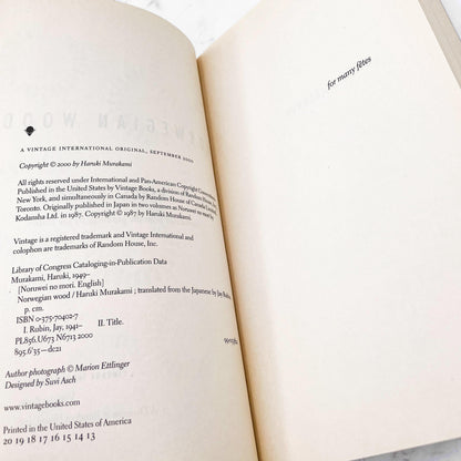 Norwegian Wood by Haruki Murakami [FIRST U.S. PAPERBACK EDITION] 2000 • Vintage