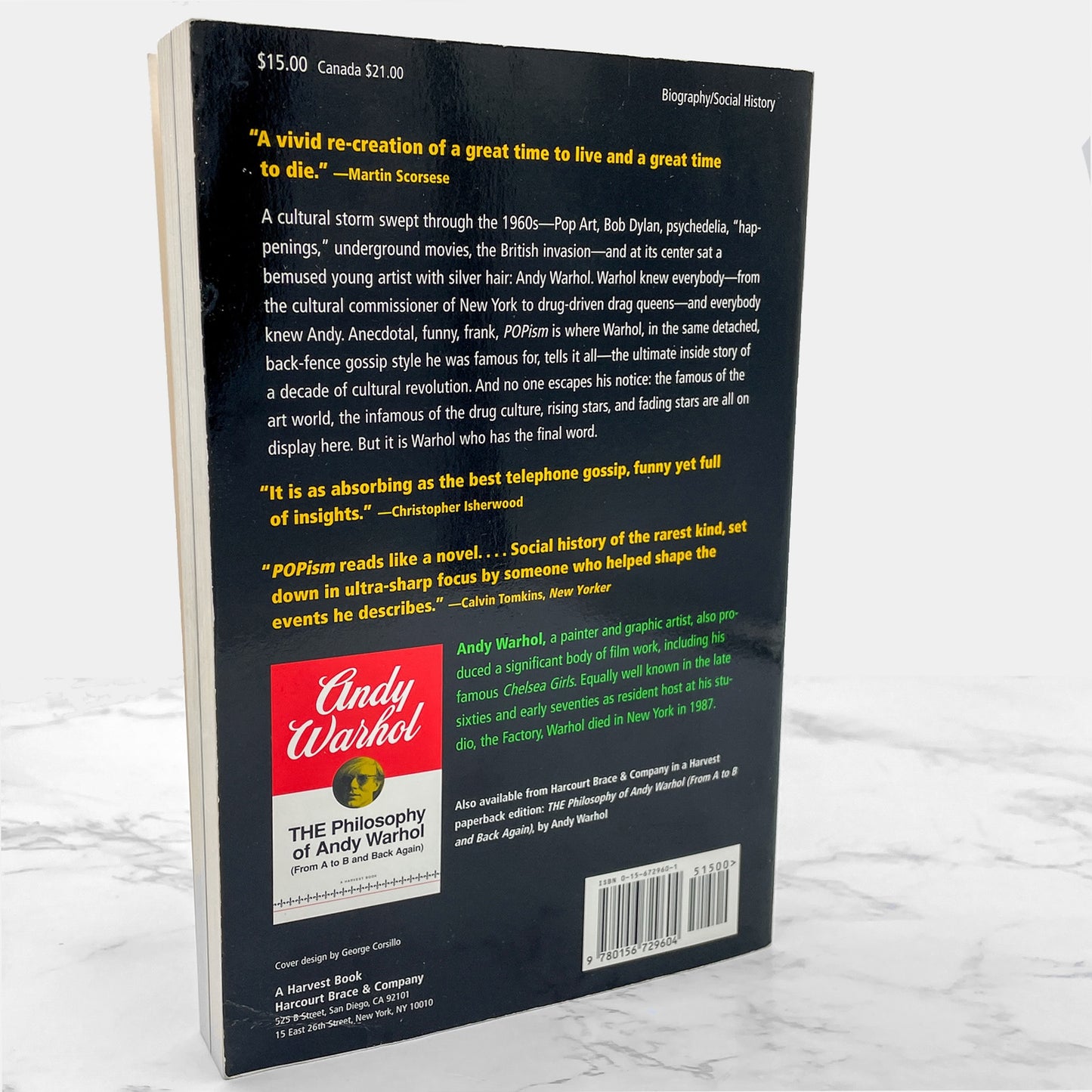 POPism: The Warhol Sixties by Andy Warhol & Pat Hackett [TRADE PAPERBACK] 1990 • Harvest