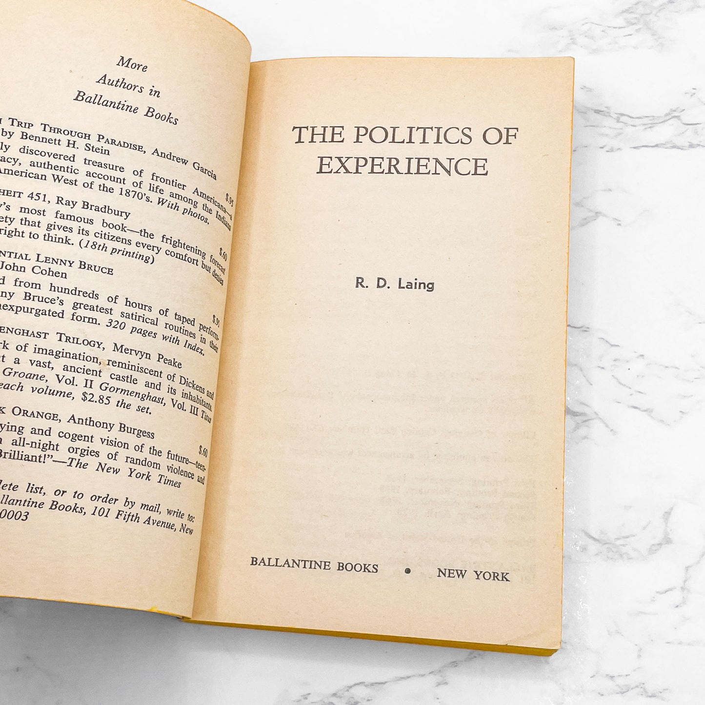 The Politics of Experience by R.D. Laing [FIRST PAPERBACK EDITION] 1970 • Ballantine