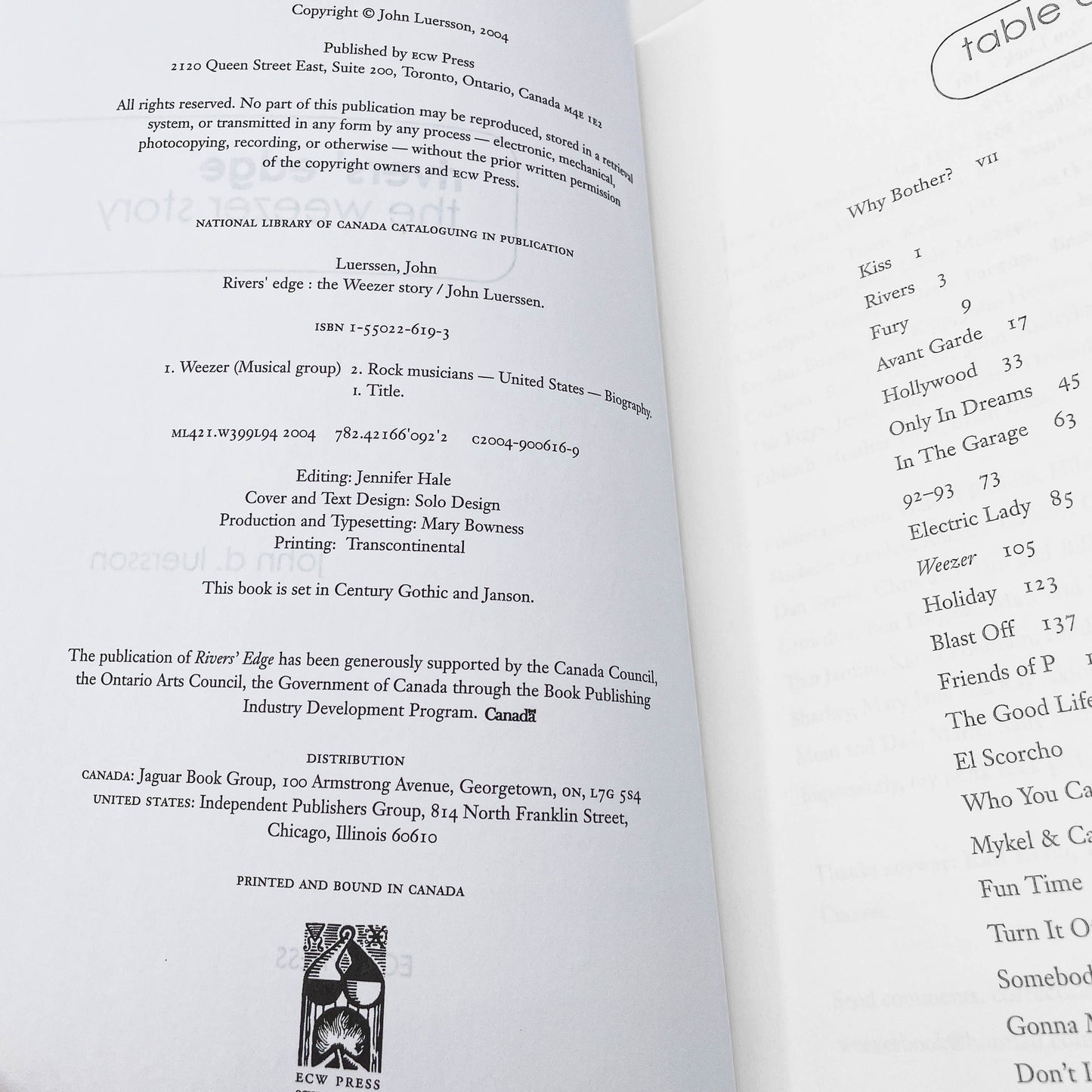 Rivers' Edge: The Weezer Story by John D. Luerssen [FIRST EDITION PAPERBACK] 2004 • ECW