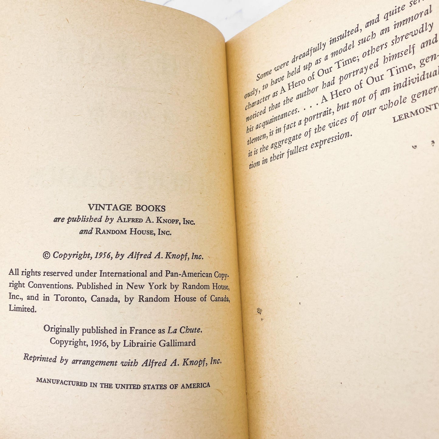 The Fall by Albert Camus [FIRST PAPERBACK PRINTING] 1956 • Vintage Books