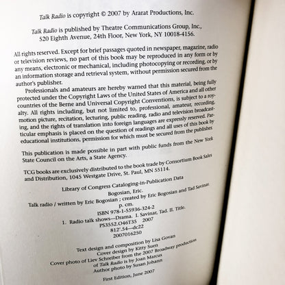 Talk Radio: A Play by Eric Bogosian [FIRST REVISED EDITION] 2007 • Theatre Communications Group
