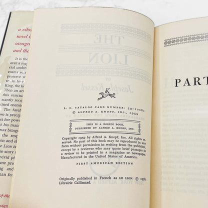 The Lion by Joseph Kessel [U.S. FIRST EDITION • FIRST PRINTING] 1959 • Knopf