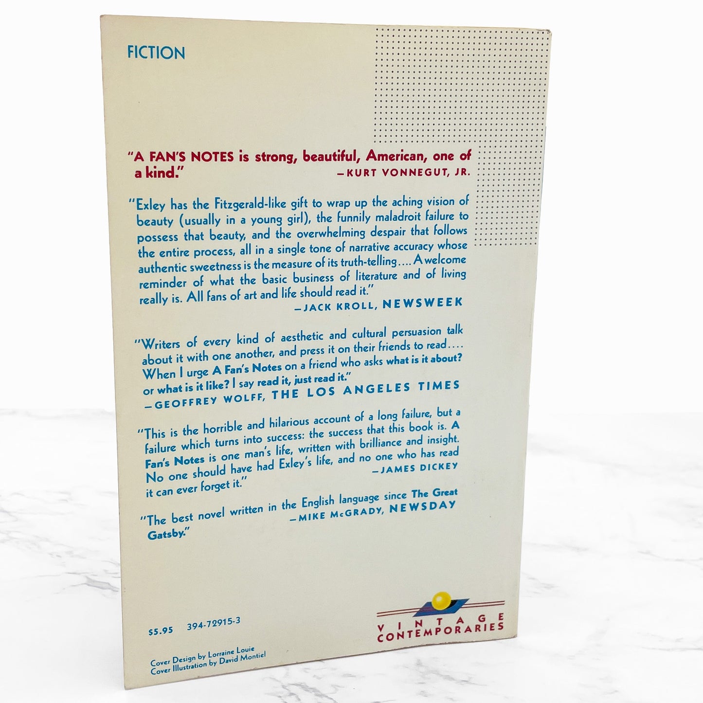 A Fan's Notes by Frederick Exley [TRADE PAPERBACK] 1985 • Vintage Contemporaries • 1st Print!