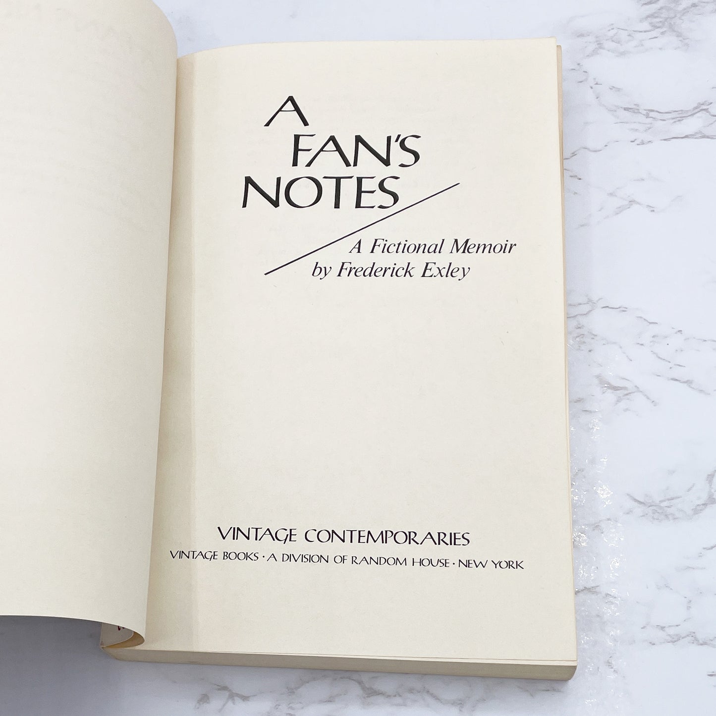 A Fan's Notes by Frederick Exley [TRADE PAPERBACK] 1985 • Vintage Contemporaries • 1st Print!