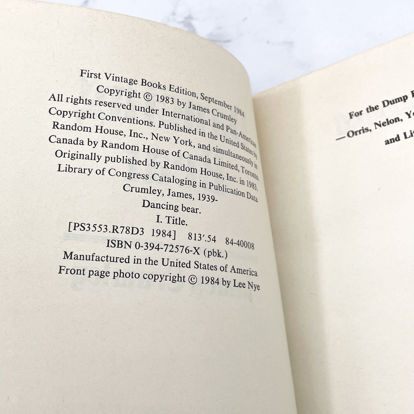 Dancing Bear by James Crumley [FIRST PAPERBACK PRINTING] 1984 • Vintage Contemporaries