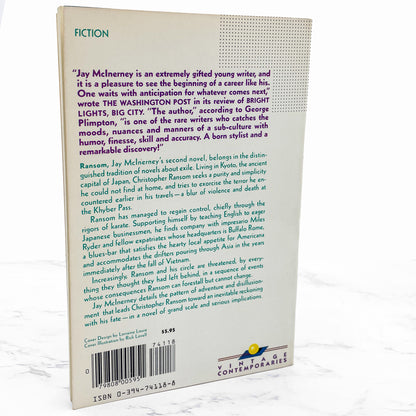 Ransom by Jay McInerey [FIRST EDITION • FIRST PRINTING] 1985 • Vintage Contemporaries