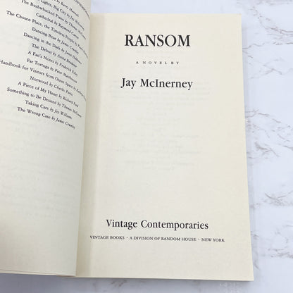 Ransom by Jay McInerey [FIRST EDITION • FIRST PRINTING] 1985 • Vintage Contemporaries