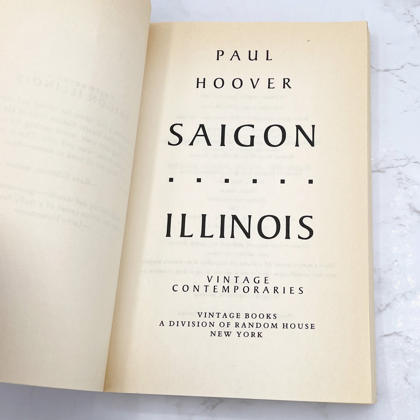 Saigon, Illinois by Paul Hoover [FIRST EDITION • FIRST PRINTING] 1988 • Vintage Contemporaries