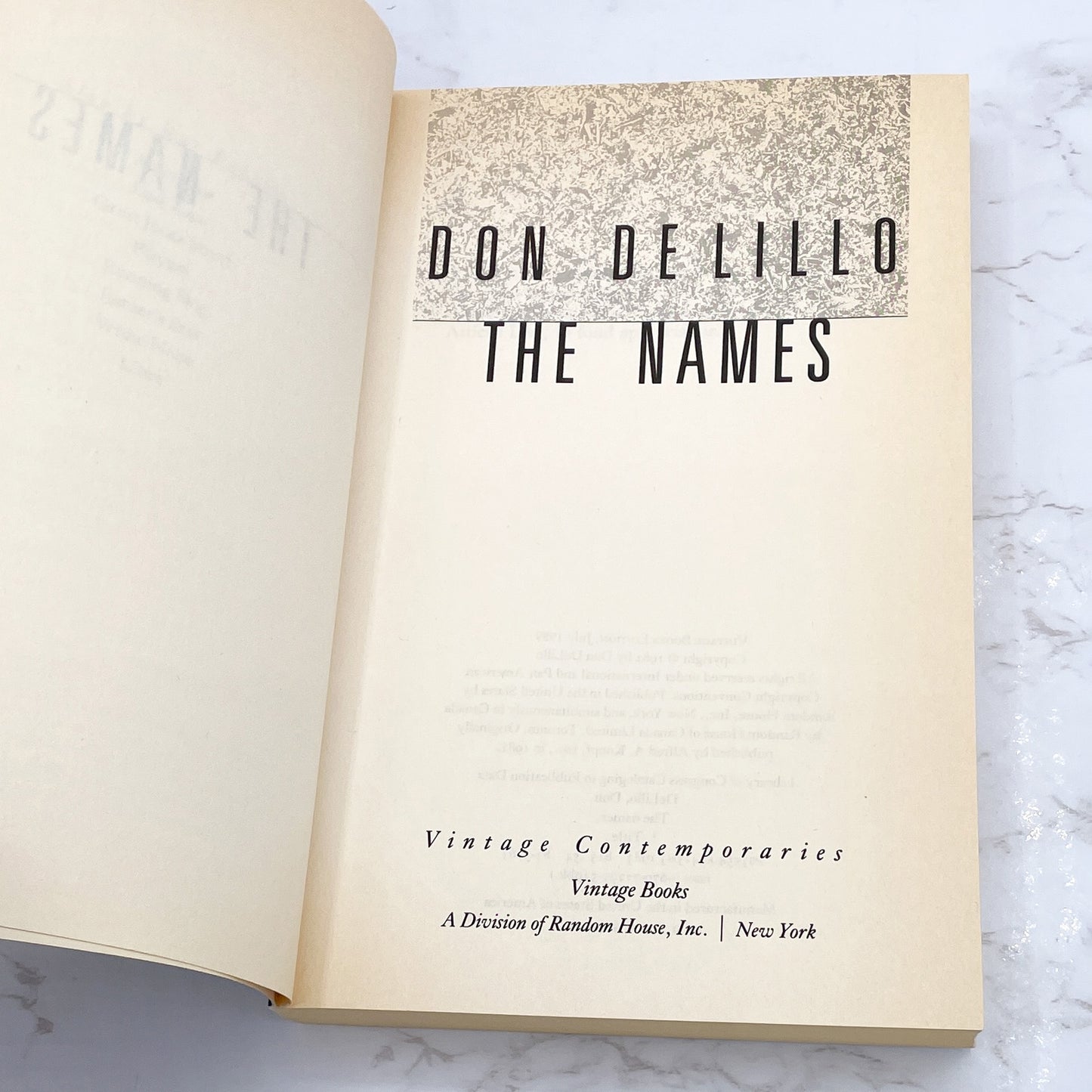 The Names by Don DeLillo [TRADE PAPERBACK] 1989 • Vintage Contemporaries • 1st Print!