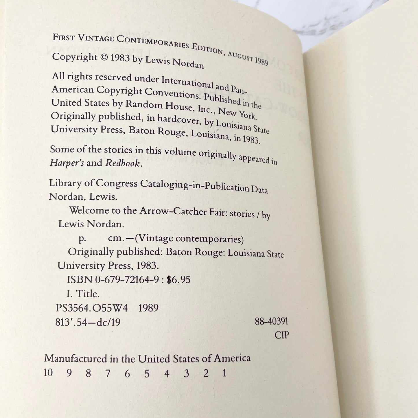 Welcome to the Arrow-Catcher Fair by Lewis Nordan [TRADE PAPERBACK] 1989 • Vintage Contemporaries