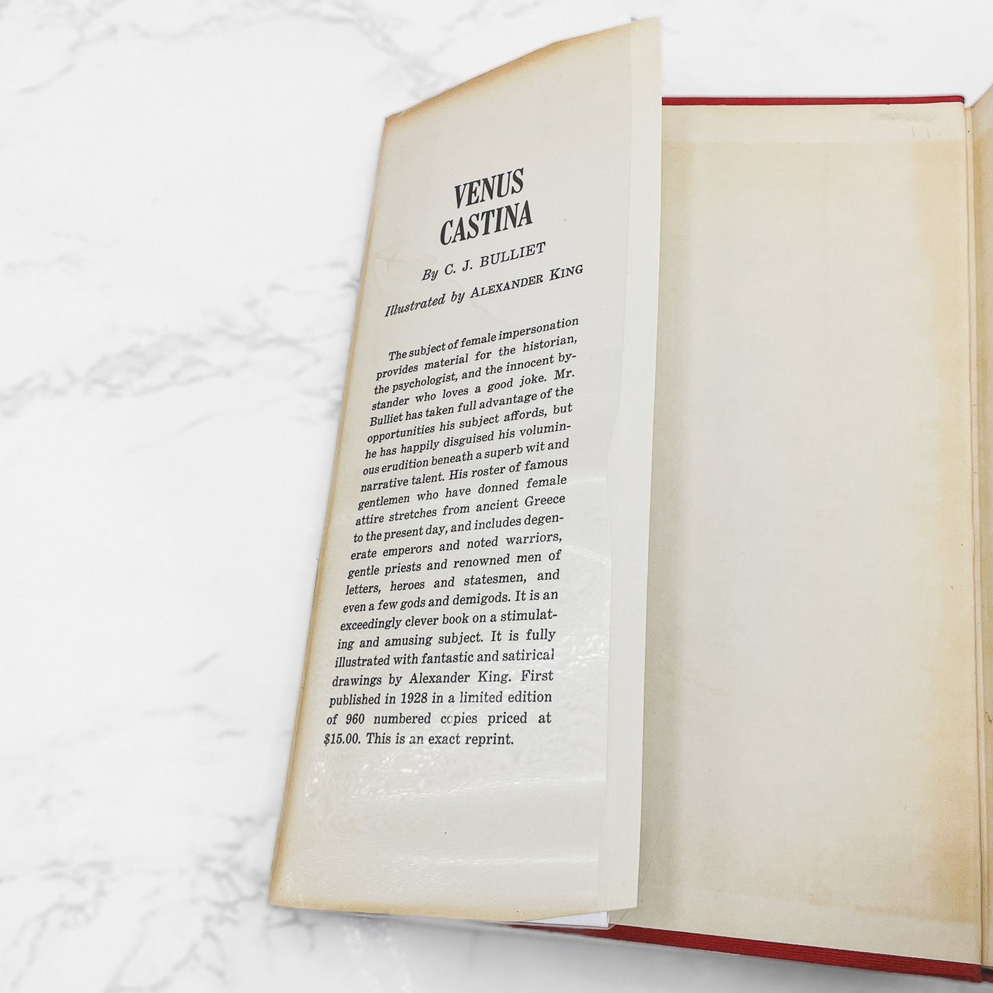 Venus Castina: Famous Female Impersonators Celestial & Human by C.J. Bulliet [FACSIMILE EDITION HARDCOVER] 1956 • Bonanza