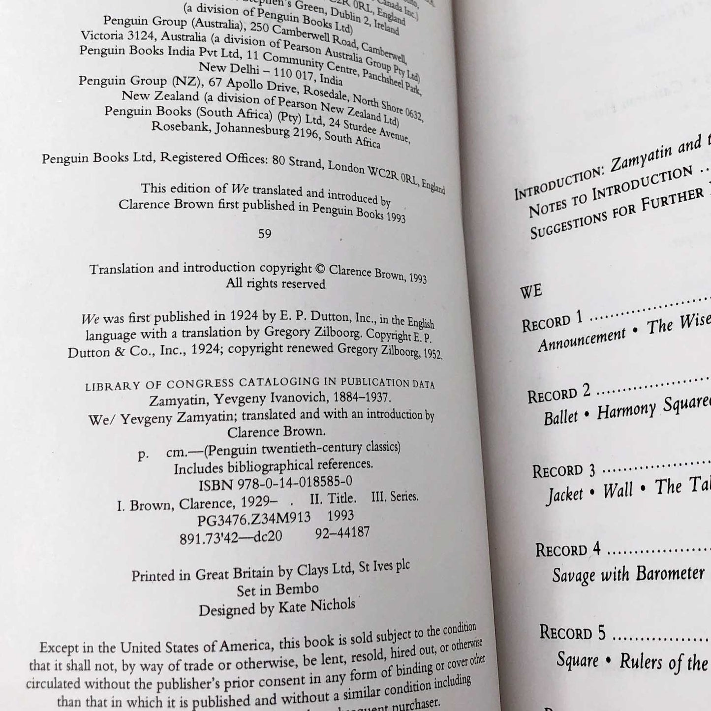 We by Yevgeny Zamyatin [TRADE PAPERBACK] 1993 • Penguin Classics