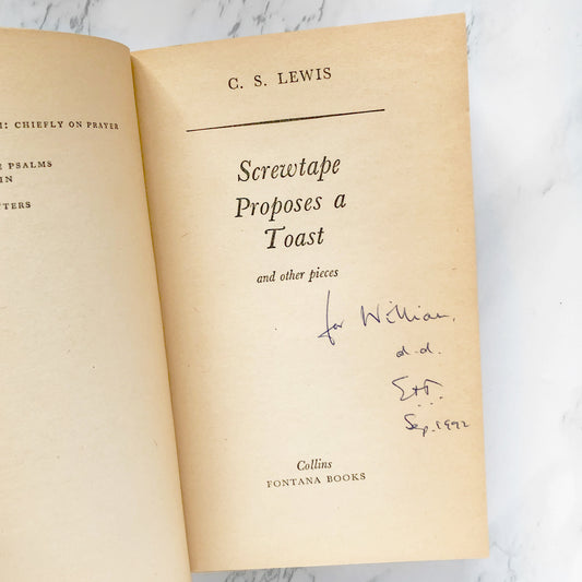 Screwtape Proposes a Toast & Other Pieces by C.S. Lewis [1971 PAPERBACK]