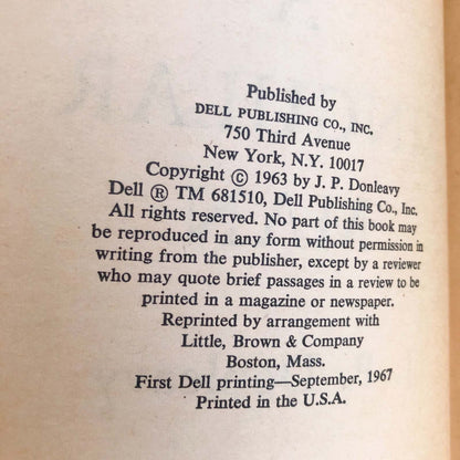 A Singular Man by J.P. Donleavy [FIRST PAPERBACK PRINTING] 1967 • Dell