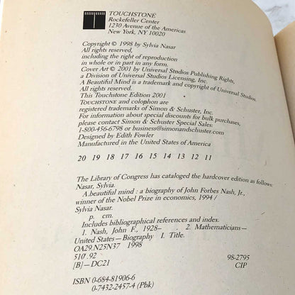 A Beautiful Mind by Sylvia Nasar [TRADE PAPERBACK] 2001 • Touchstone