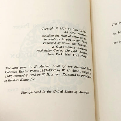 A Book of Common Prayer by Joan Didion [1977 HARDCOVER] • Simon & Schuster