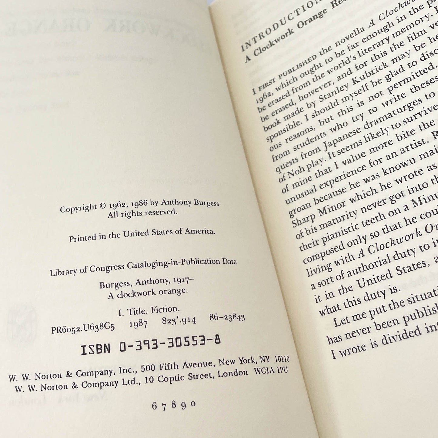 A Clockwork Orange by Anthony Burgess [TRADE PAPERBACK] 1987 • W.W. Norton & Co.