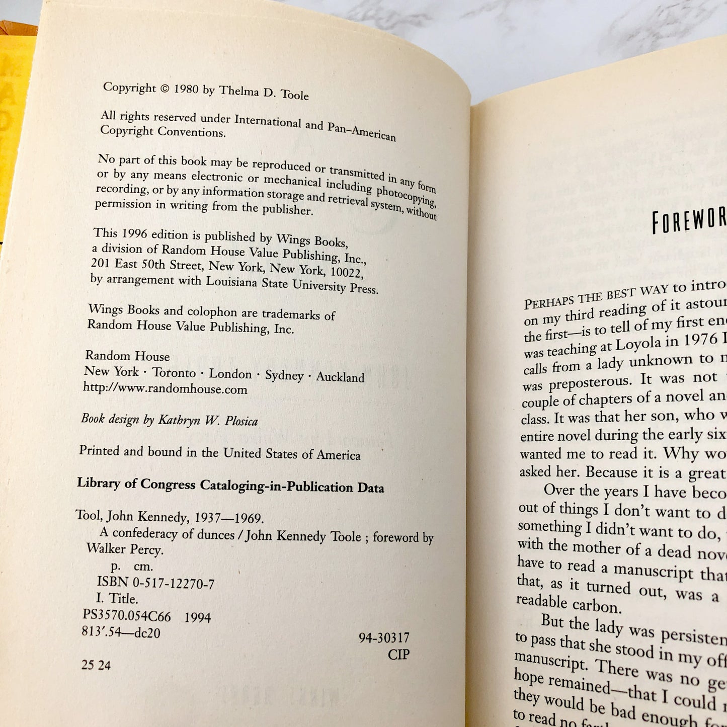 A Confederacy of Dunces by John Kennedy Toole [1994 HARDCOVER RE-ISSUE] • Wings