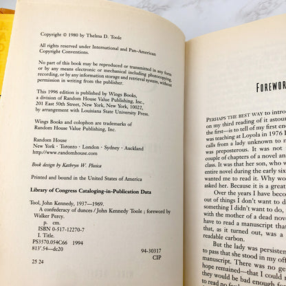 A Confederacy of Dunces by John Kennedy Toole [1994 HARDCOVER RE-ISSUE] • Wings